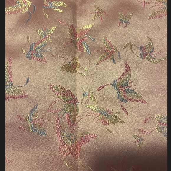 Shiny metallic pink with birds satiny brocade mini skirt NWT - Picture 3 of 9